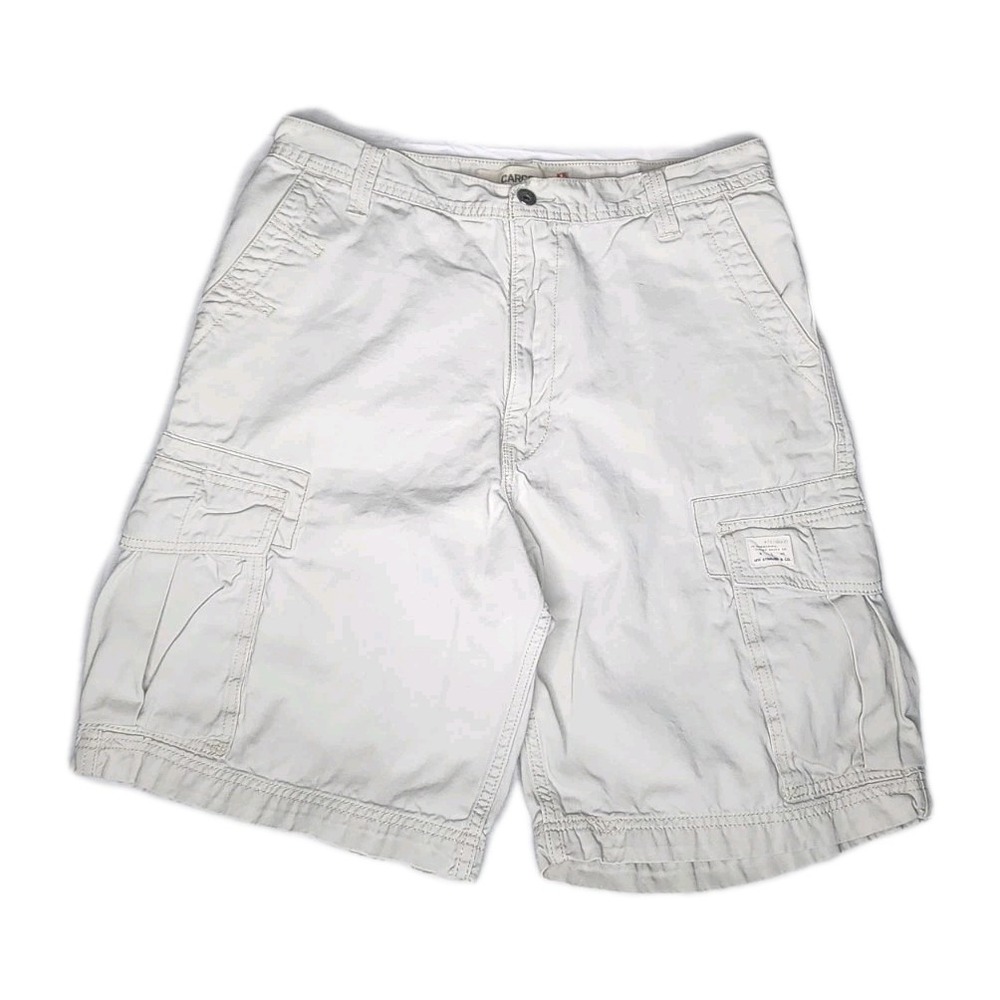 Levis Mens Cargo Shorts W36 Off White Cotton Utility Hiking Pockets Stone